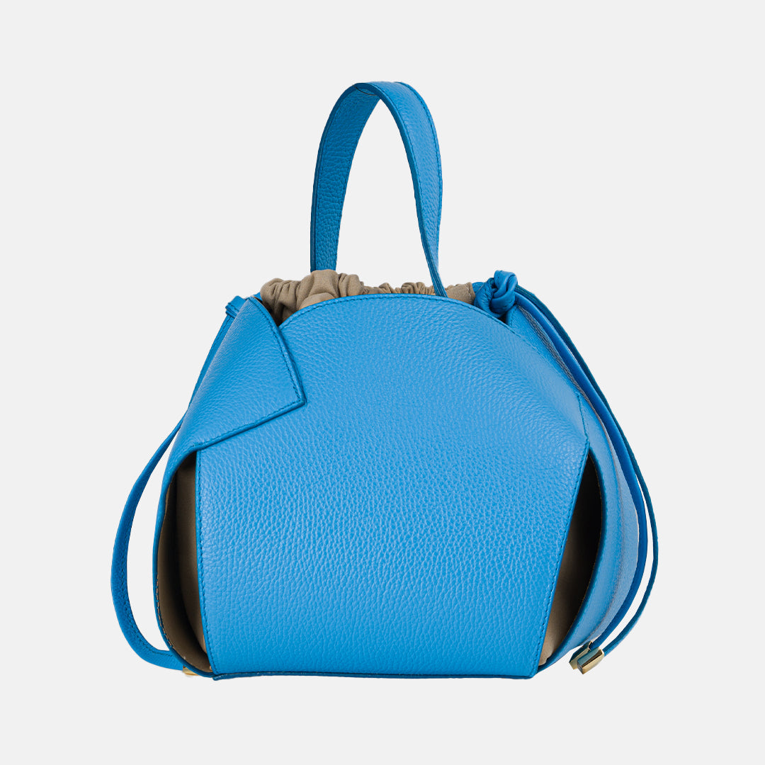 Borsa PomPon Talarico in pelle martellata colore Turchese
