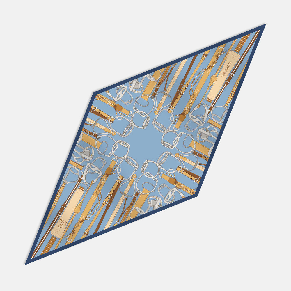 Autumn Bridles Twill Silk Diamond Scarf