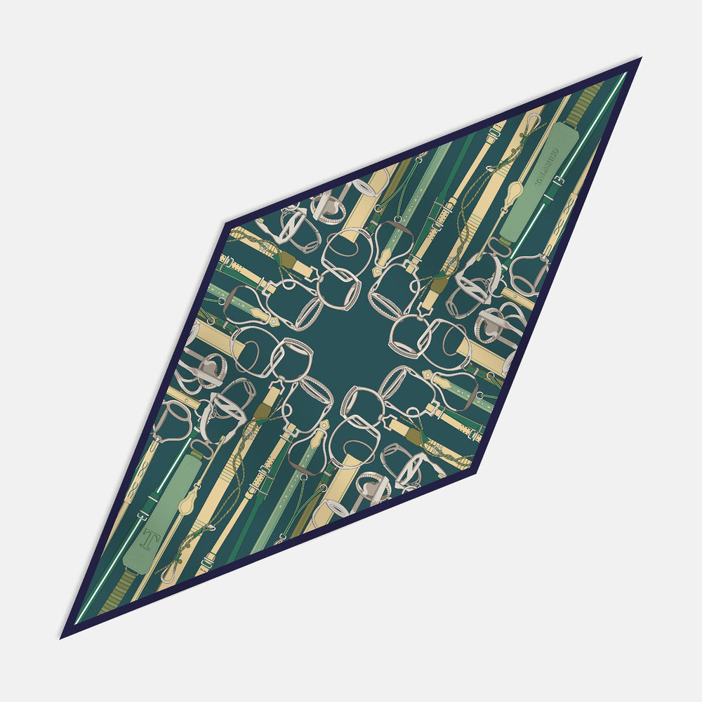 Autumn Bridles Twill Silk Diamond Scarf