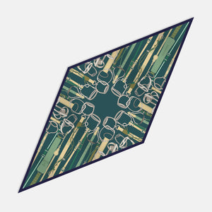 Autumn Bridles Twill Silk Diamond Scarf