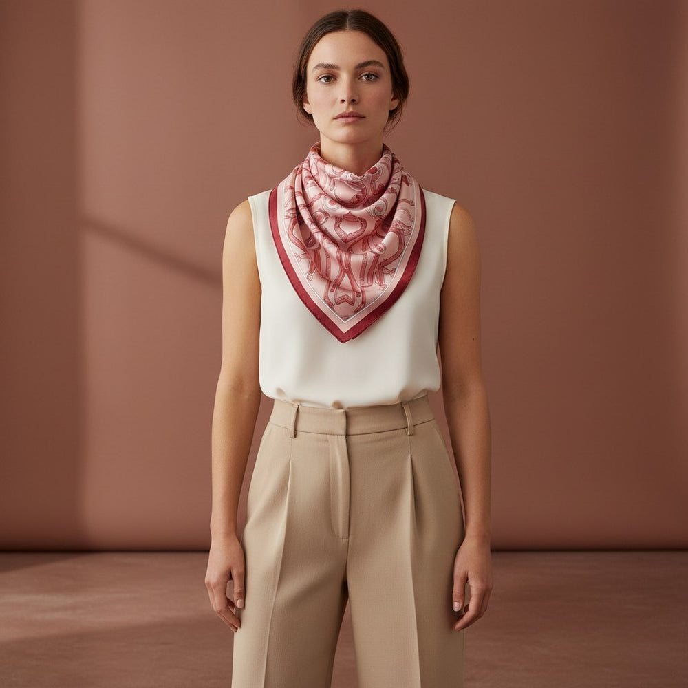 90's Autumn Bridle Twill Silk Scarf