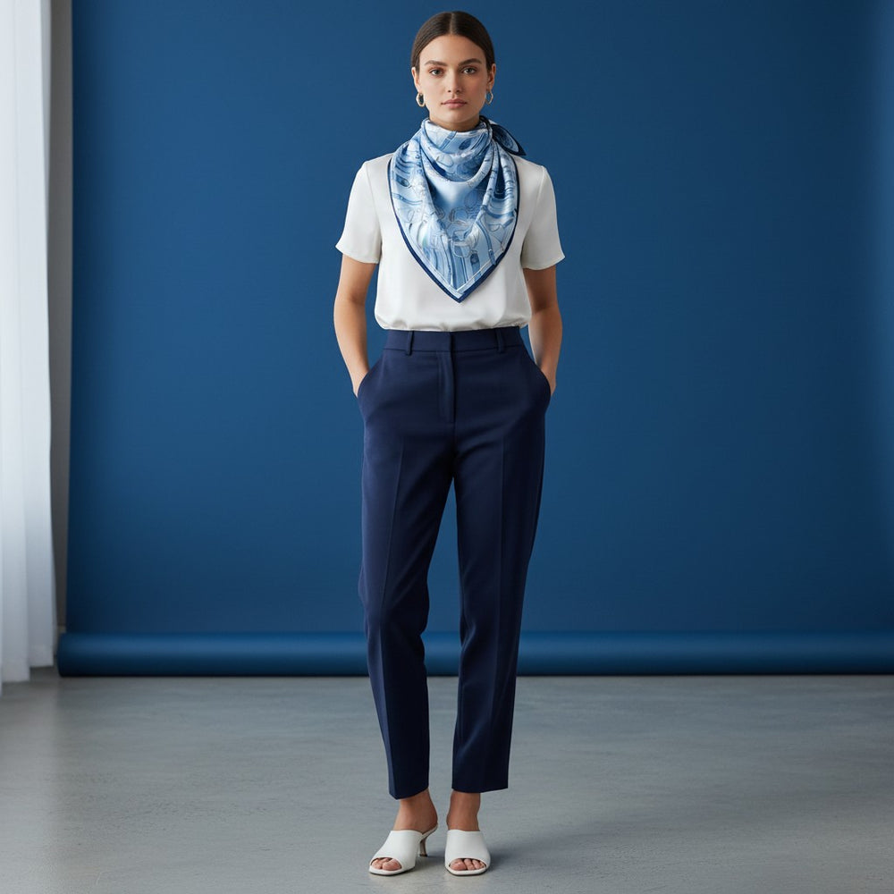 90's Autumn Bridle Twill Silk Scarf