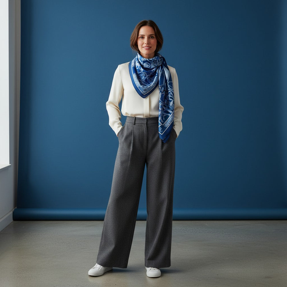 90's Autumn Bridle Twill Silk Scarf