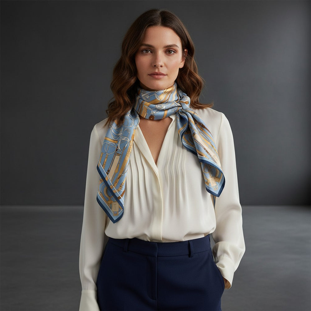 90's Autumn Bridle Twill Silk Scarf