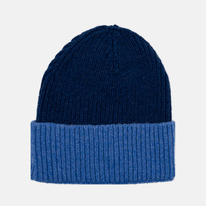 Berretto a Coste BICOLORE in 100% Cashmere