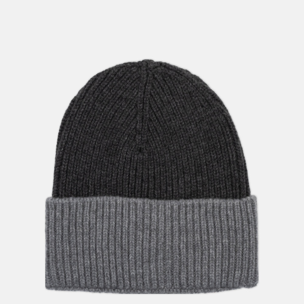 Berretto a Coste BICOLORE in 100% Cashmere