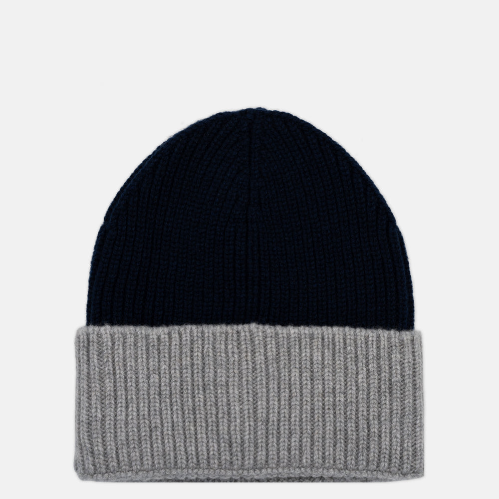 Berretto a Coste BICOLORE in 100% Cashmere