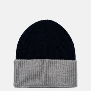 Berretto a Coste BICOLORE in 100% Cashmere