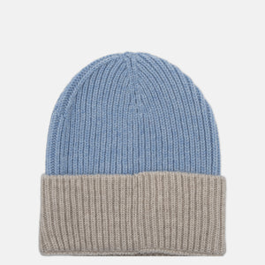 Berretto a Coste BICOLORE in 100% Cashmere