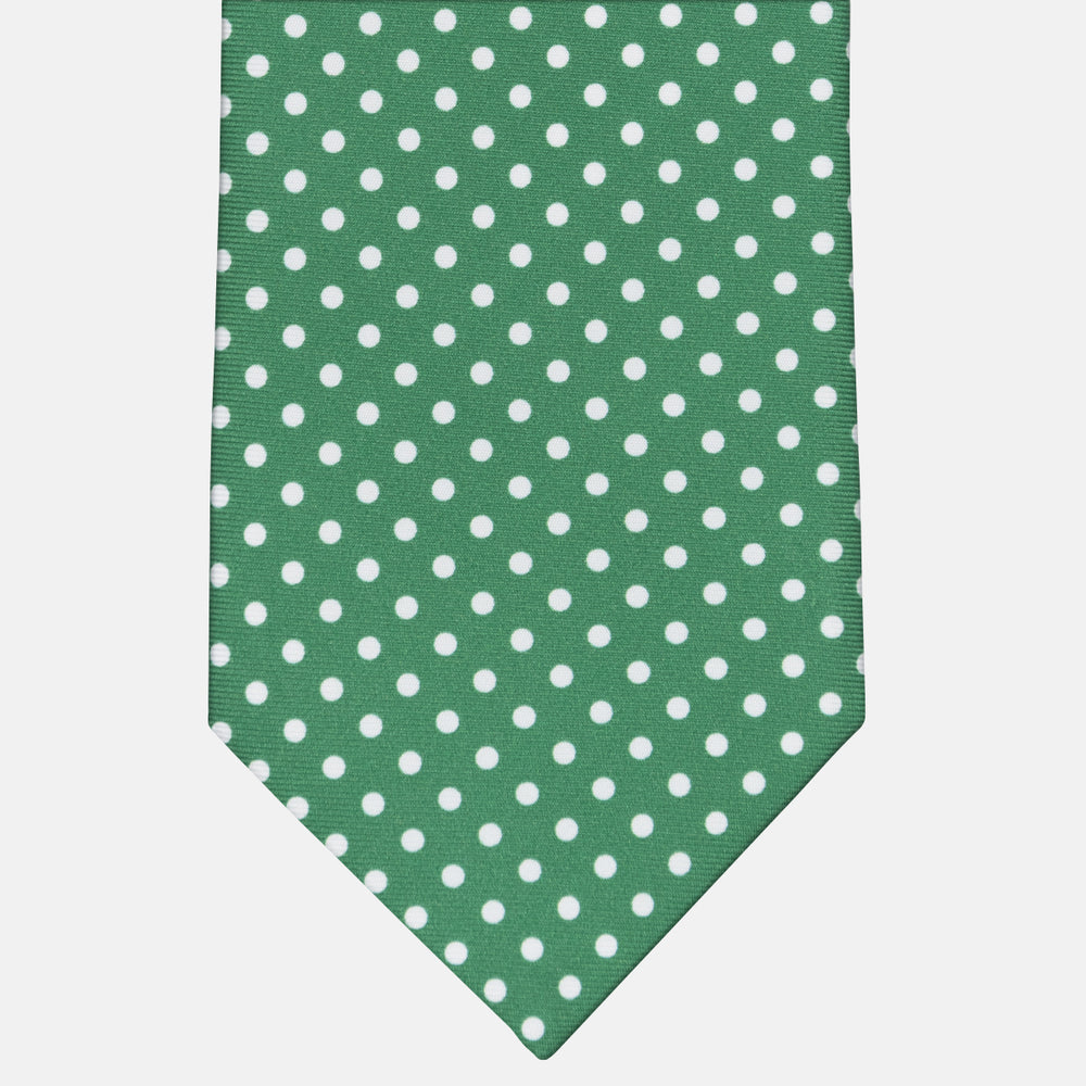 3-fold Silk Tie with Polka Dot Pattern in Green - M6847
