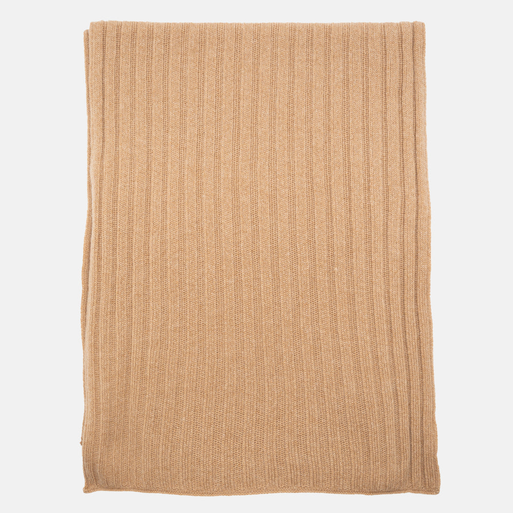 SCIARPA A COSTE IN CASHMERE CAMMELLO - 105