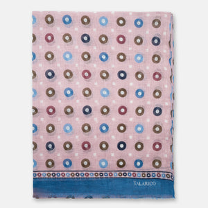 Sciarpa Coprispalle Capalbio in Puro Lino Rosa con Cerchi Colorati | Made in Italy - Donna
