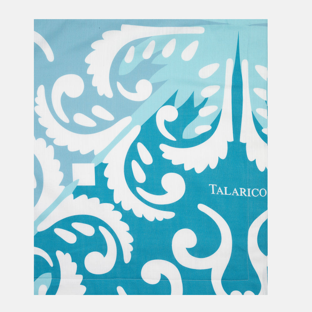 Linen and Terry Beach Towel | Capri Pattern | Turquoise