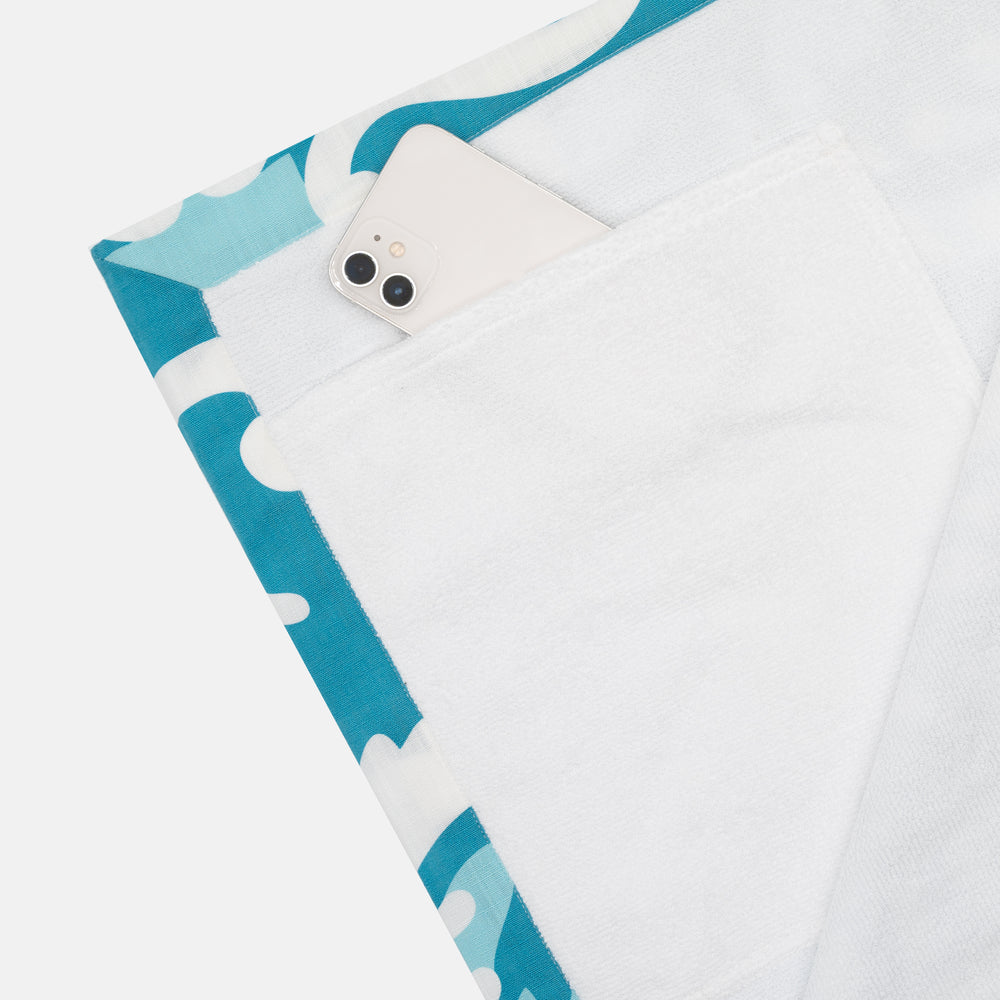 Linen and Terry Beach Towel | Capri Pattern | Turquoise