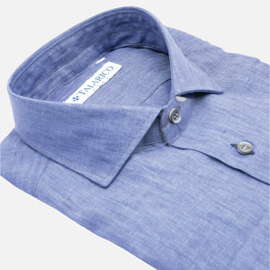 Light Blue French Collar Linen Shirt
