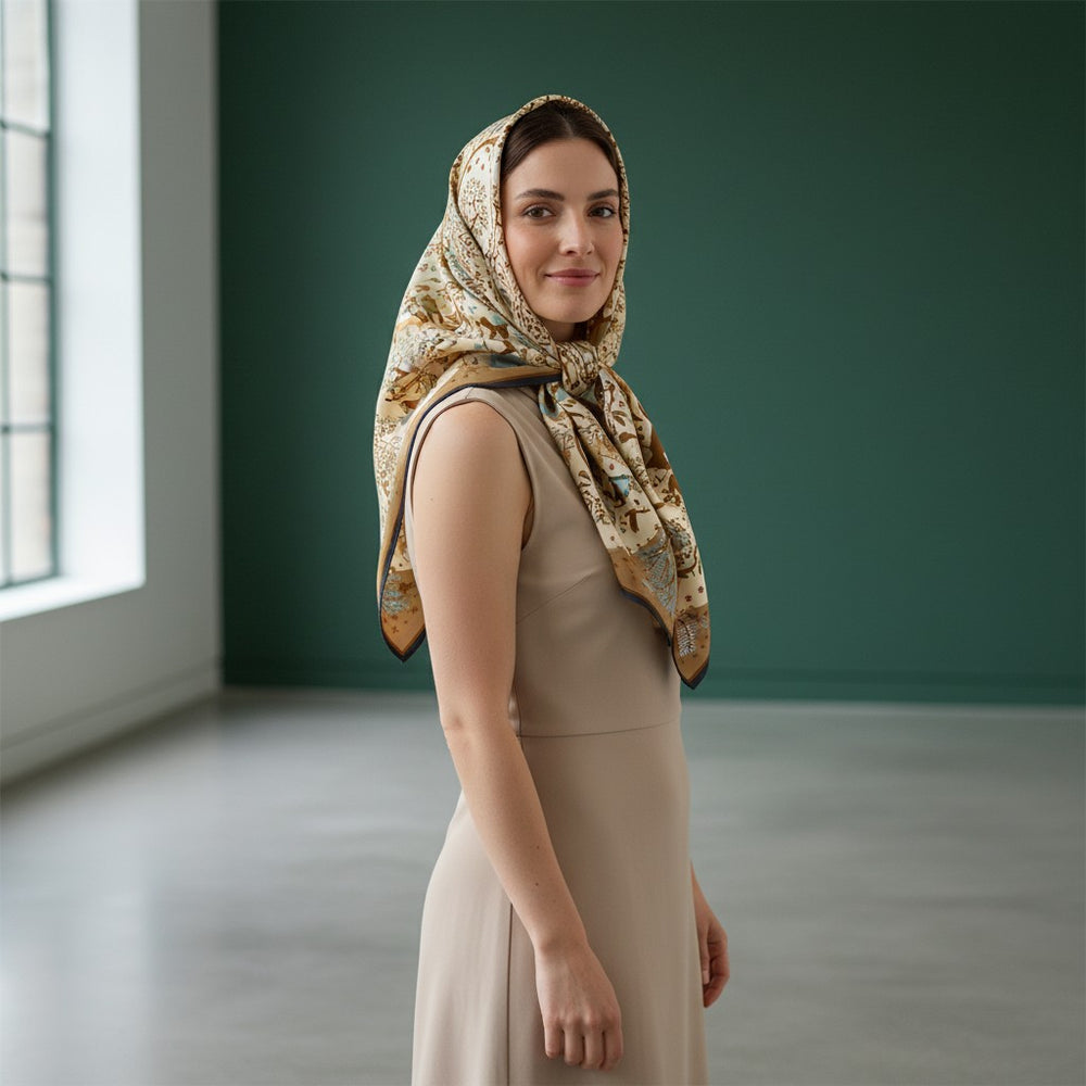 90cm Circle of Life Twill Silk Scarf