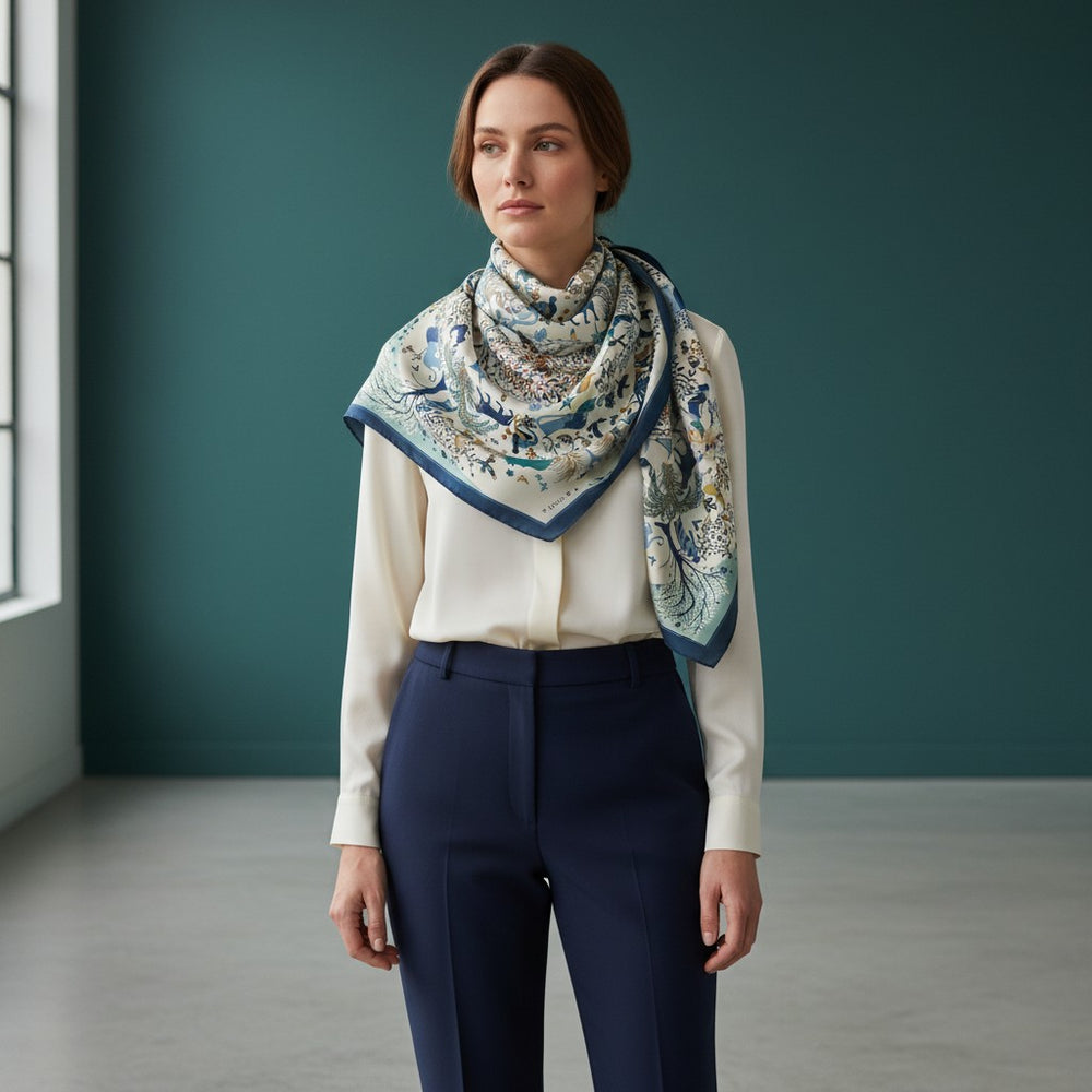 90cm Circle of Life Twill Silk Scarf