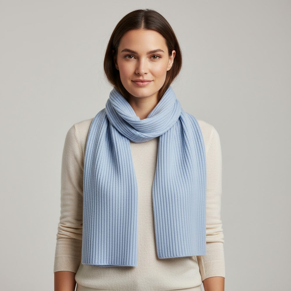 SCIARPA A COSTE IN CASHMERE CIELO - 105