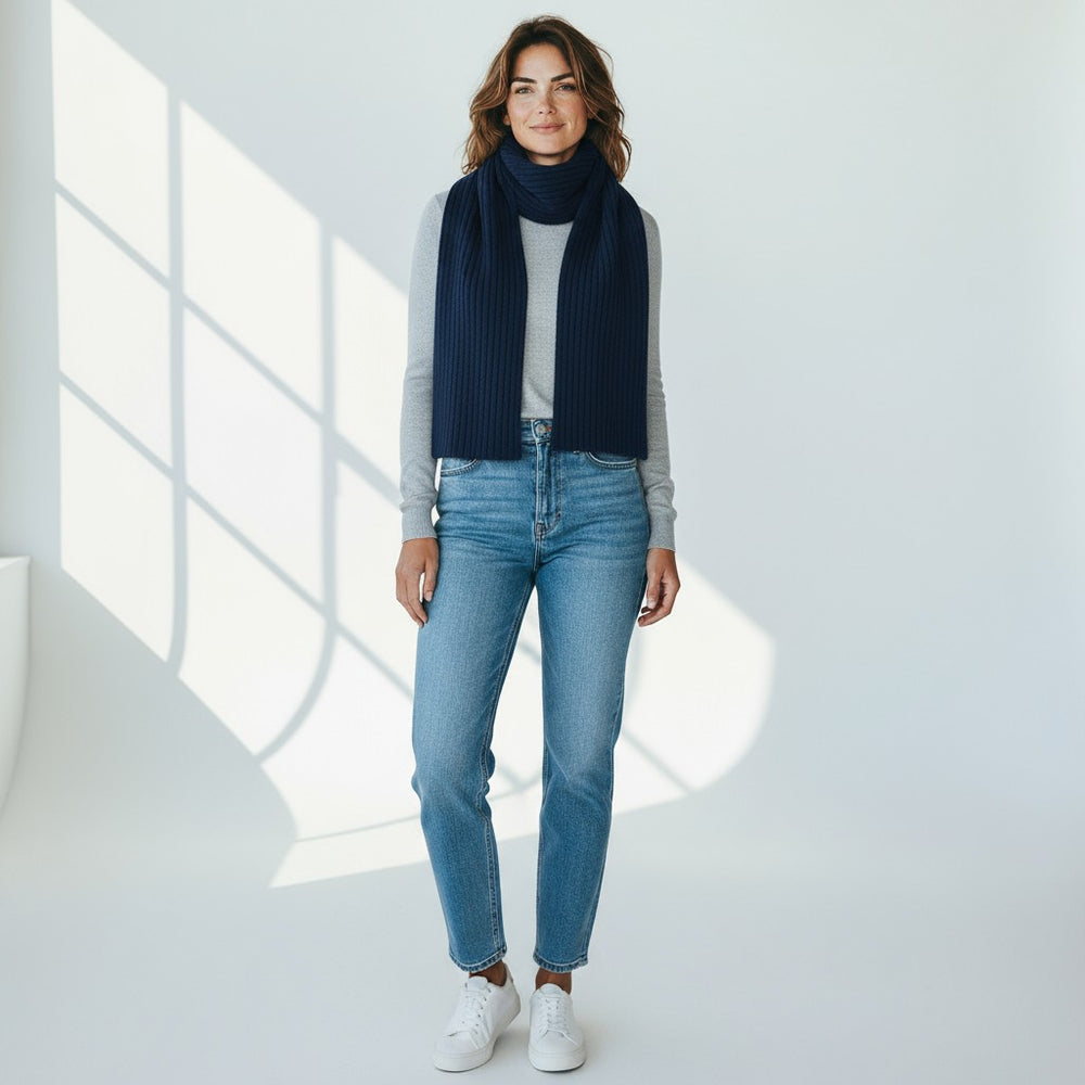 NIGHT CASHMERE RIBBED SCARF - 105