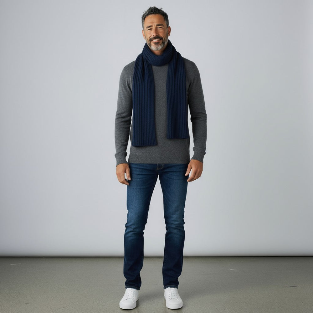 NIGHT CASHMERE RIBBED SCARF - 105