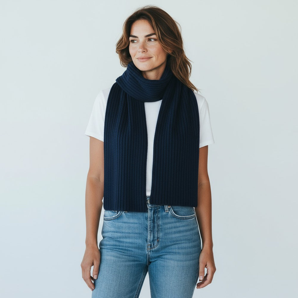 NIGHT CASHMERE RIBBED SCARF - 105