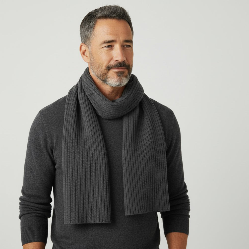 SCIARPA A COSTE IN CASHMERE PIOMBO - 105