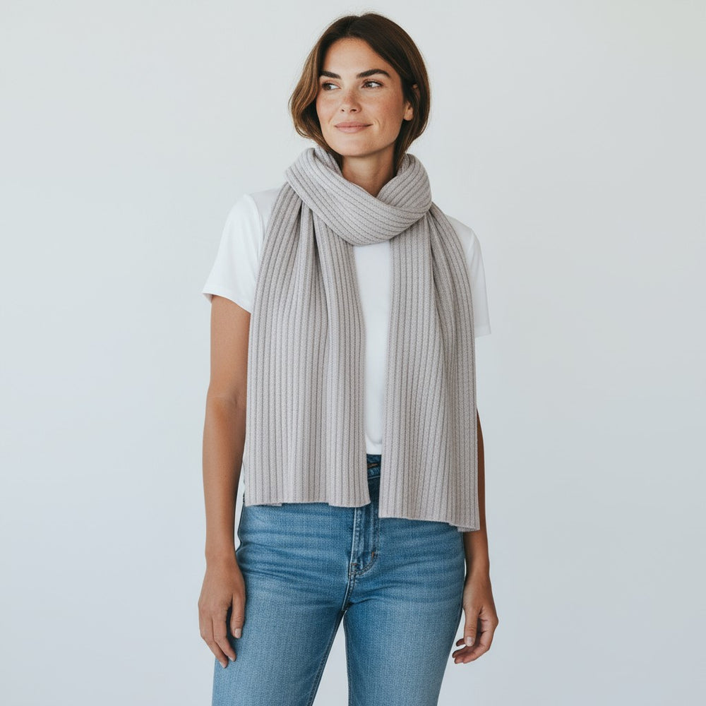 CASHMERE FEATHER RIBBED SCARF - 105