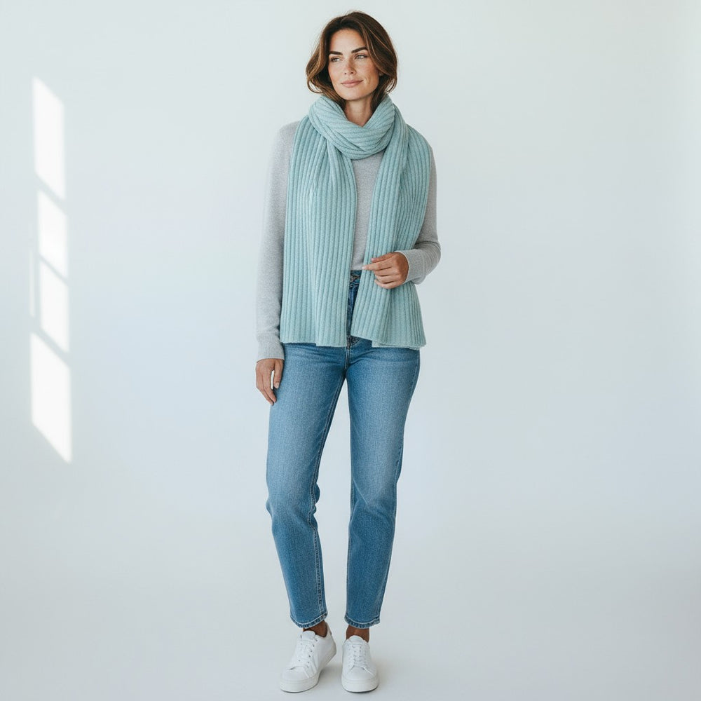 SCIARPA A COSTE IN CASHMERE POLVERE - 105