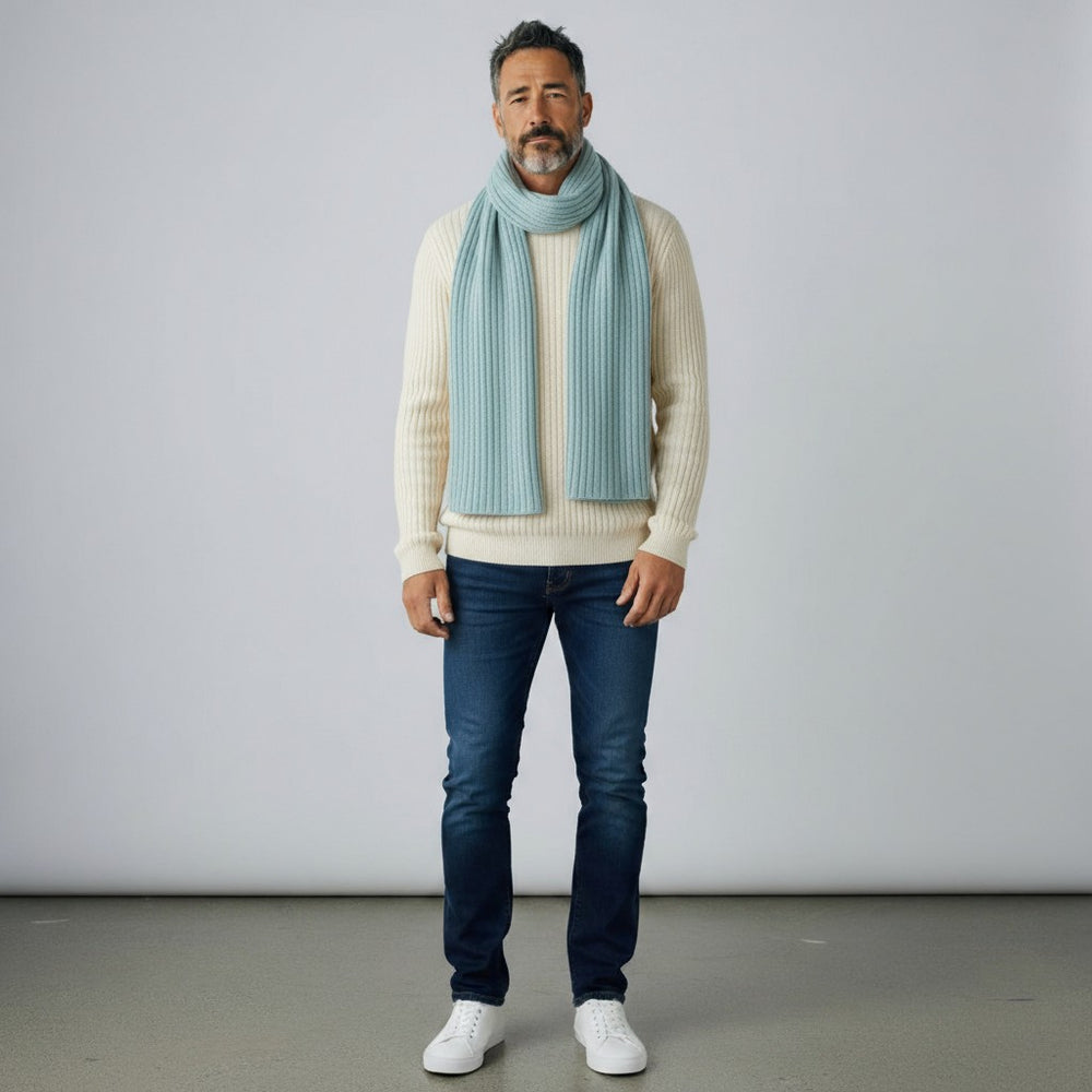 SCIARPA A COSTE IN CASHMERE POLVERE - 105