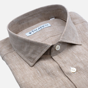 Beige French Collar Linen Shirt