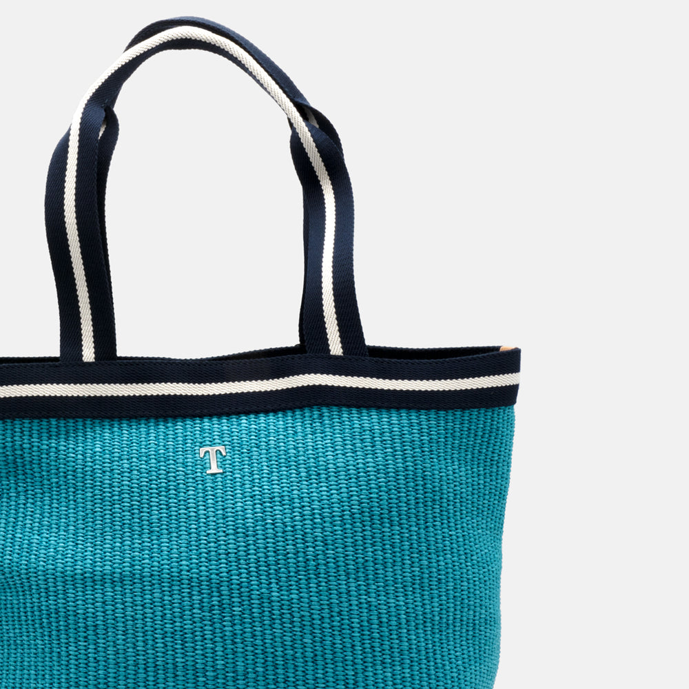 Blue Panarea Raffia Bag