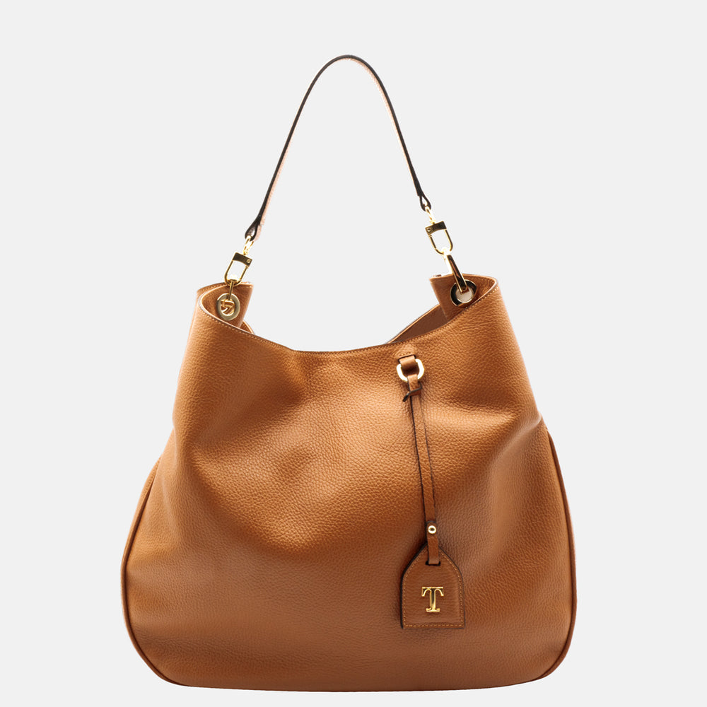 Borsa Charme Talarico in pelle martellata colore Cuoio