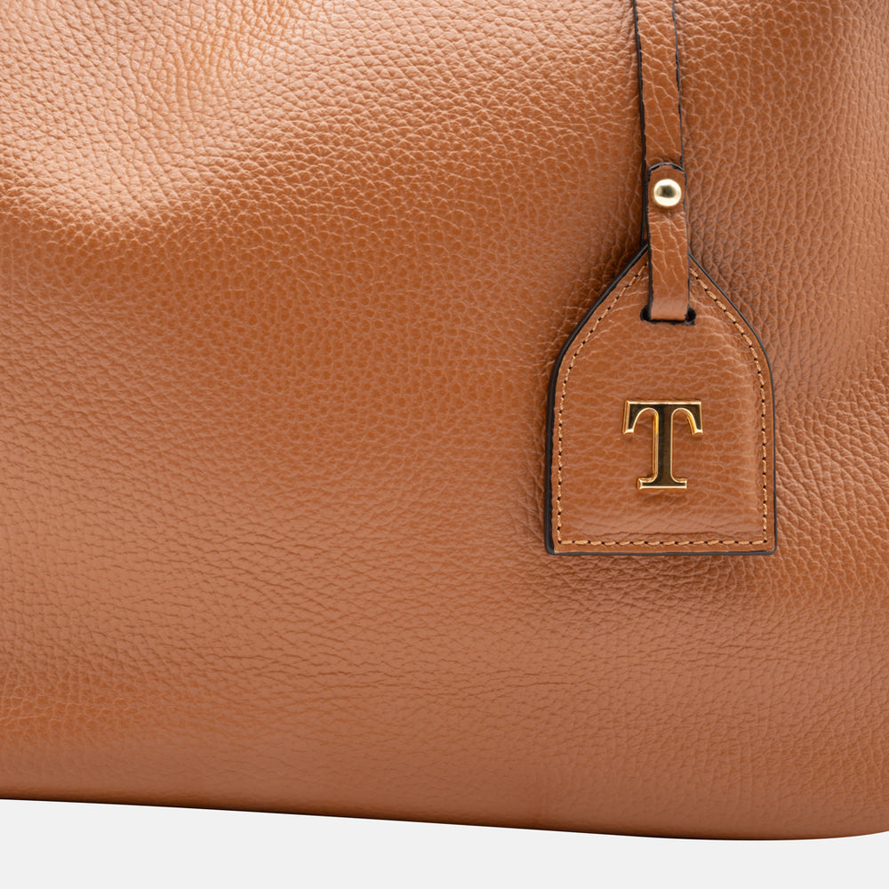 Borsa Charme Talarico in pelle martellata colore Cuoio
