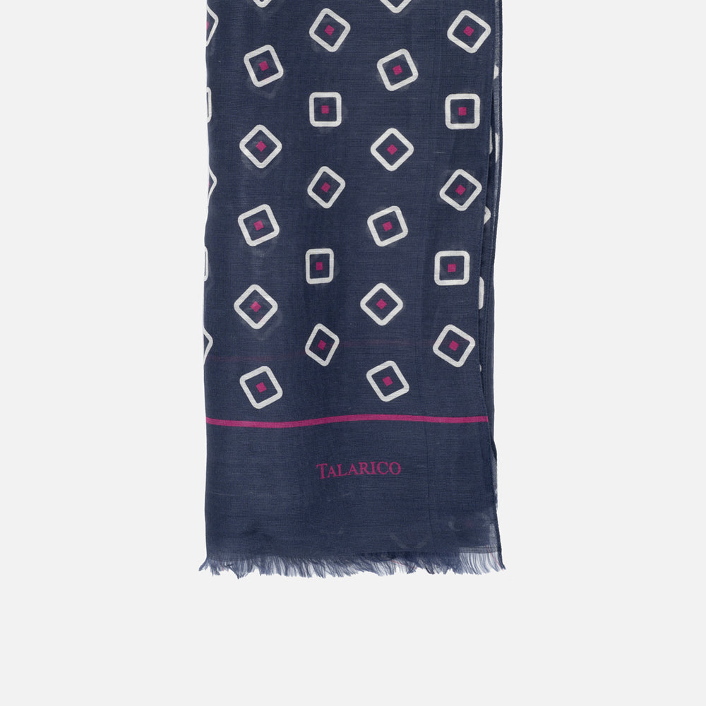 Mykonos Scarf in Linen and Silk Blue Pink