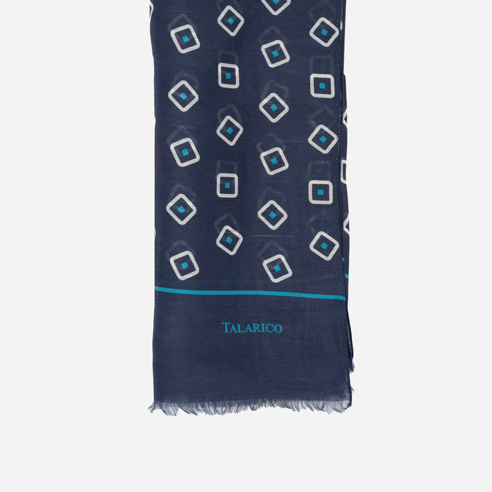 Mykonos Scarf in Linen and Silk Blue Light Blue