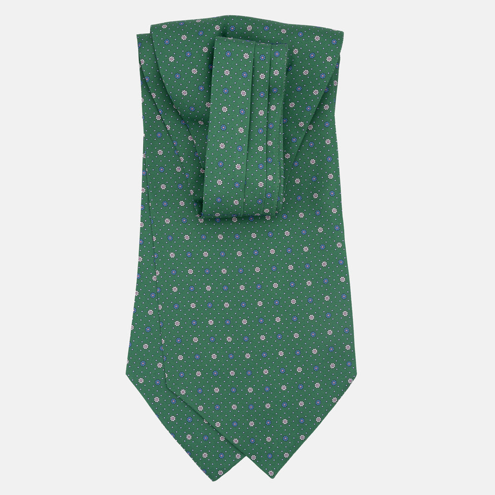 Silk Ascot Floral Pattern Green