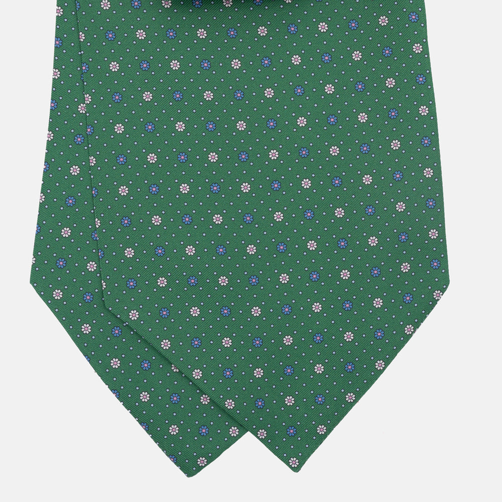 Silk Ascot Floral Pattern Green