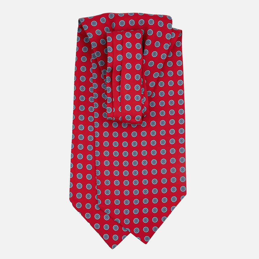 Silk Ascot Floral Pattern Red