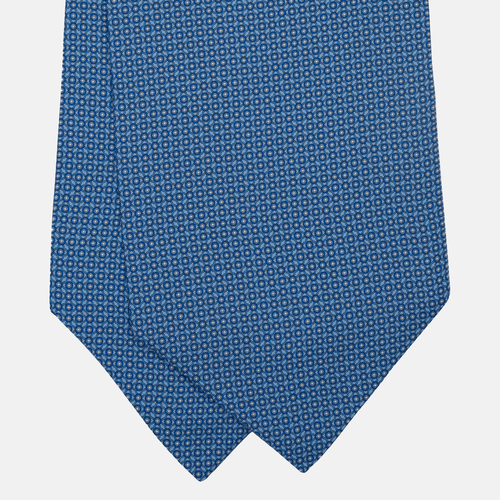 Silk Ascot Geometric Pattern Light Blue