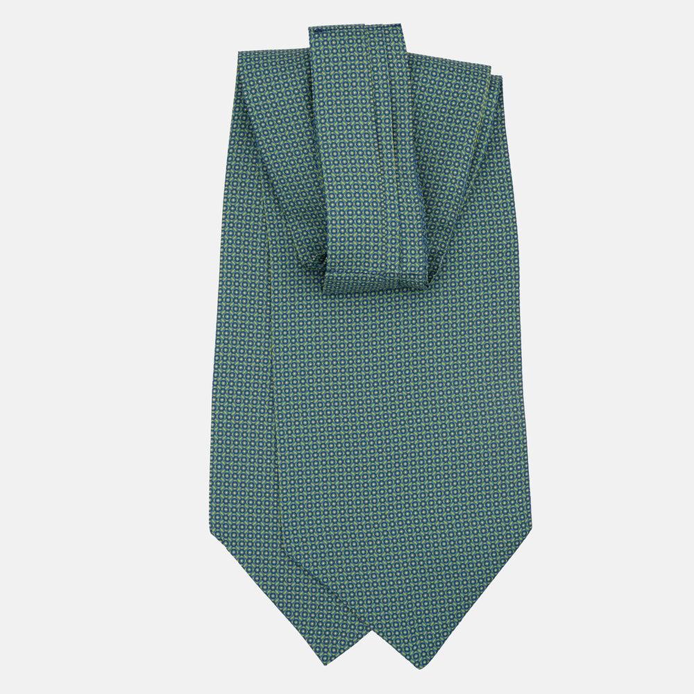 Silk Ascot Geometric Pattern Green