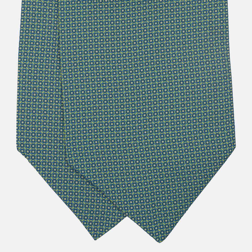 Silk Ascot Geometric Pattern Green