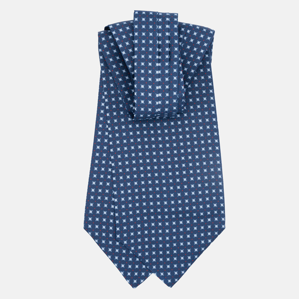 Silk Ascot Geometric Pattern Blue