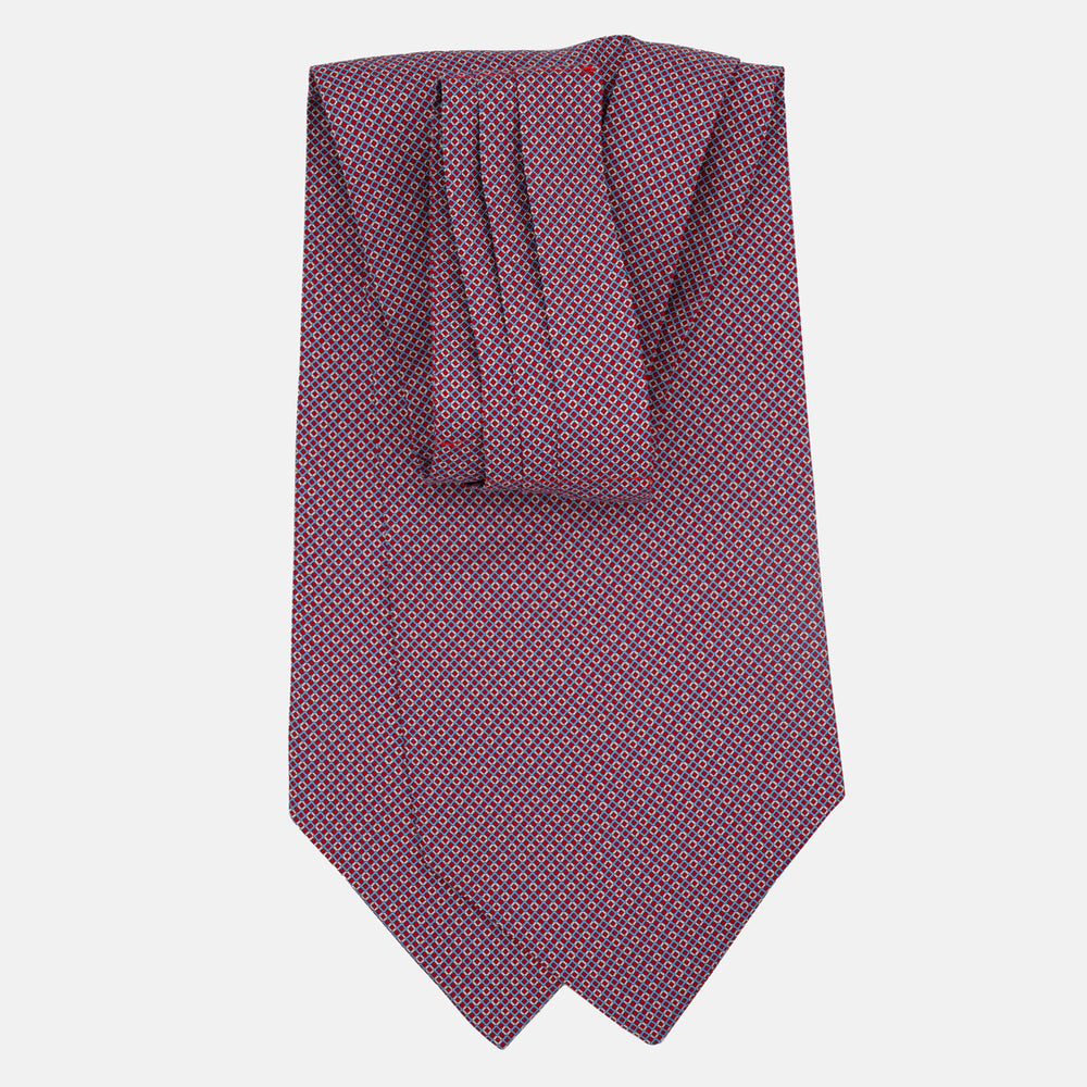 Silk Ascot Geometric Pattern Magenta