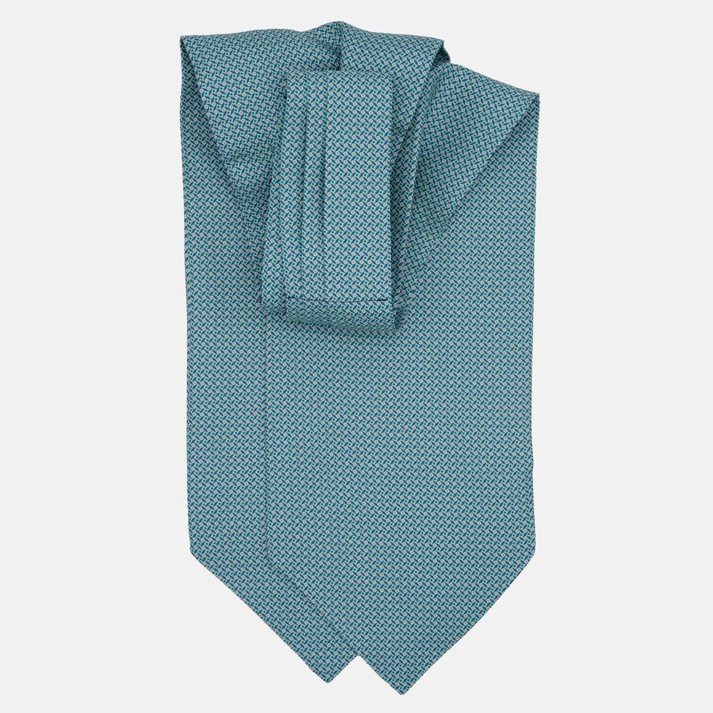 Silk Ascot Geometric Pattern Tiffany Blue