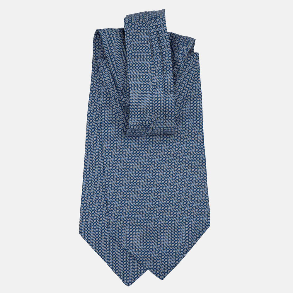 Silk Ascot Geometric Pattern Gray