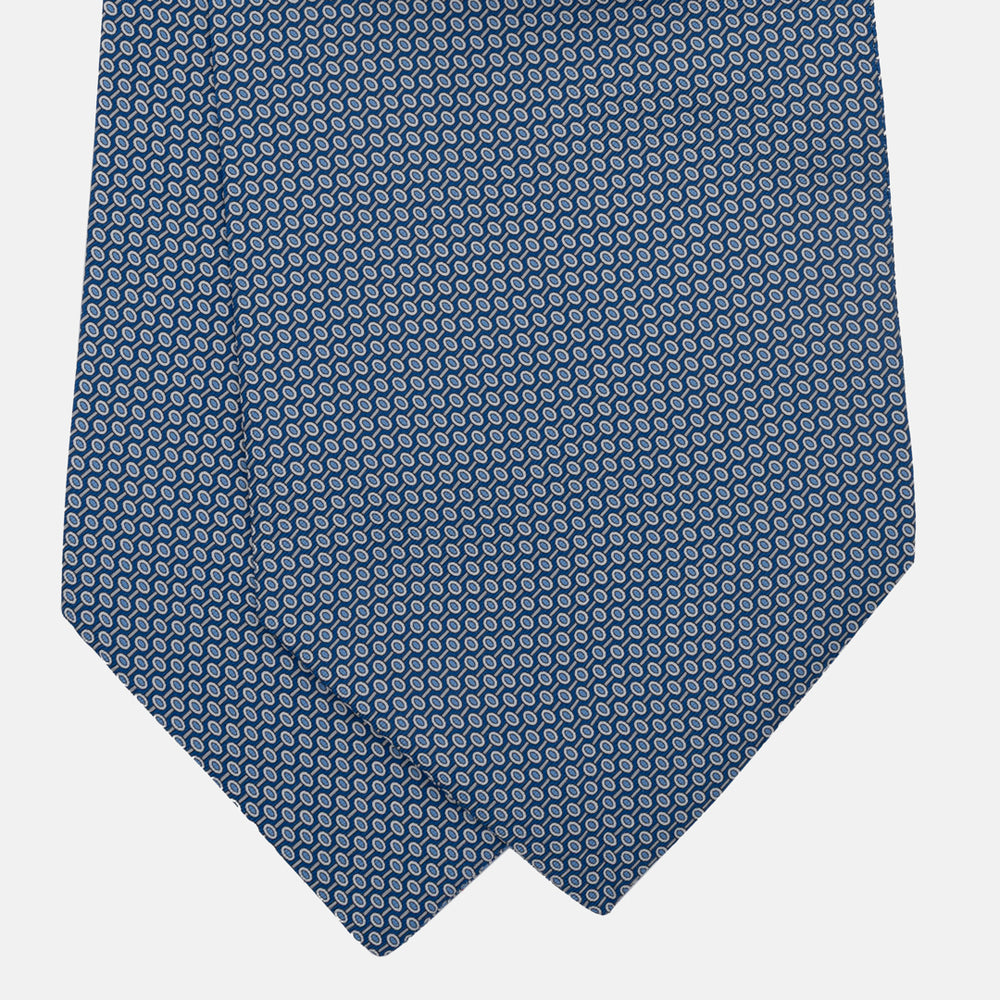 Silk Ascot Geometric Pattern Gray