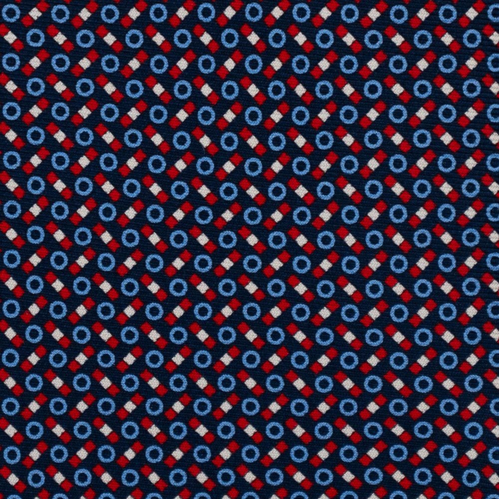 Cravatta 3 pieghe in Seta, Micro Fantasia Geometrica Blu, Rossa e Celeste-DSC_3078