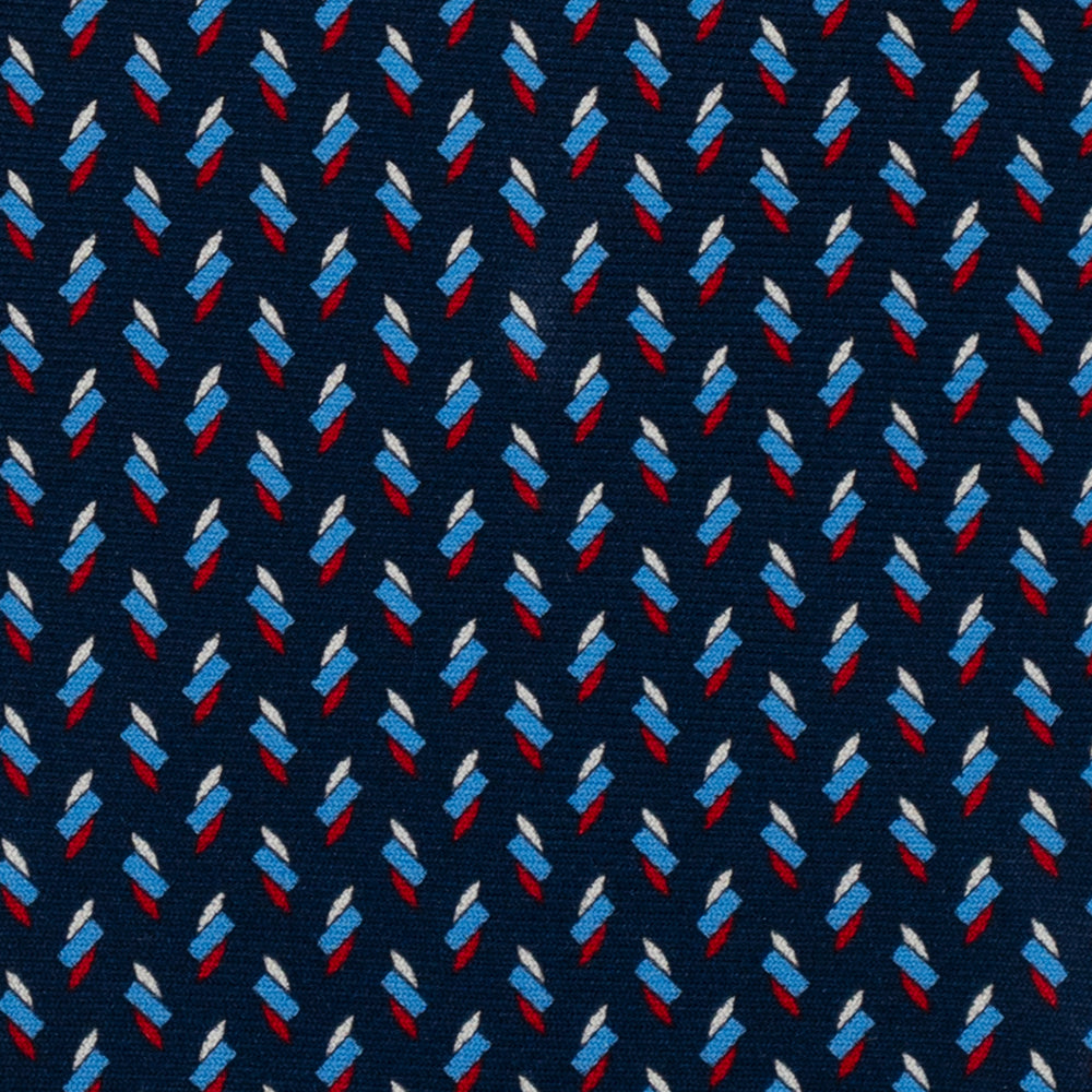 Cravatta 3 pieghe in Seta, Micro Fantasia Geometrica Blu Rossa-DSC_3080