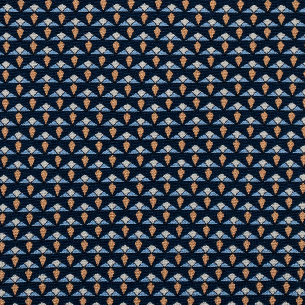 Cravatta 3 pieghe in Seta con Micro Fantasia Geometrica Celeste e Gialla -  DSC_3112