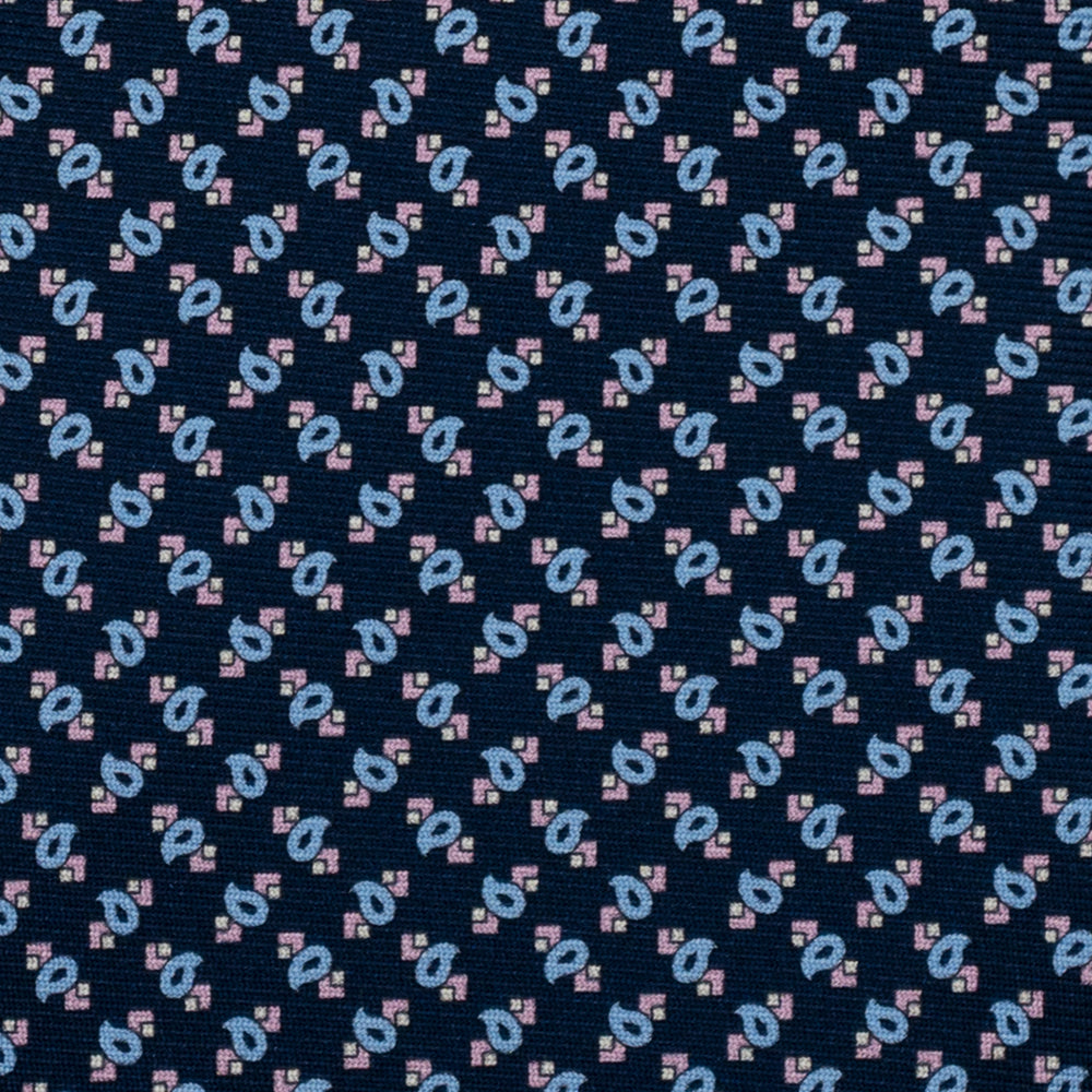 Cravatta 3 pieghe in Seta Blu con Microfantasia Rosa e Celeste -  DSC_3122